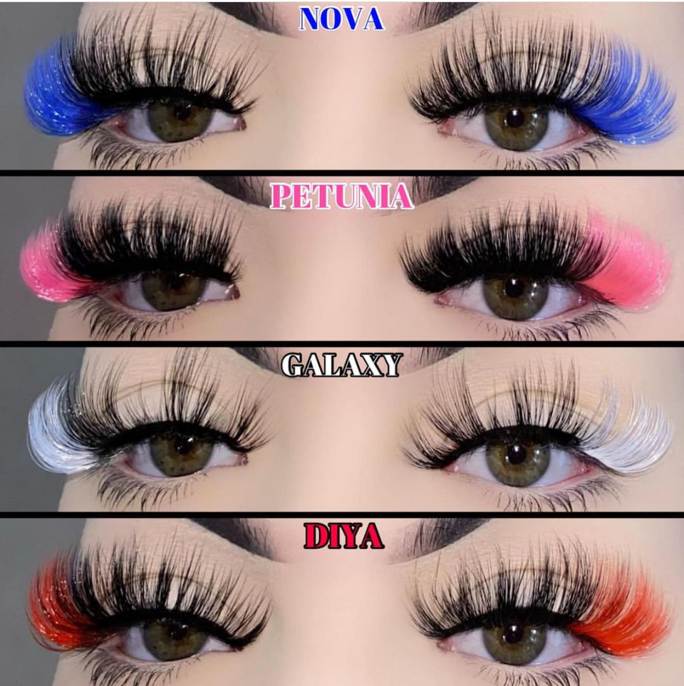 Colored false eyelashes festivals multi-layer soft curling short chemical fiber colored Faux Mink eyelashes